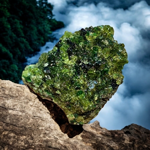Natural Rare Olive Green Olivine Crystal Specimen – Collector Mineral 32x23x20mm - Picture 6 of 9